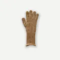 Women's warm camel wool blend knitted gloves with touch screen fingers and ribbed cuffs - Camel