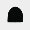 Bonnet en maille mélangée laine noire classique, unisexe, bonnet doux pour l'hiver - 23x21cm / Noir