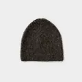 Bonnet unisexe en laine mélangée gris foncé avec texture côtelée douce pour l'hiver - 23x21cm / Marron