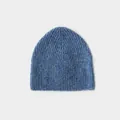 Bonnet unisexe en laine mélangée bleu chiné avec une texture côtelée douce et chic - 23x21cm / Bleu