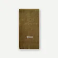 Olive green pure wool knitted scarf with ribbed edges in a minimalist flat lay - Brown