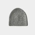Bonnet classique en laine mélangée grise avec texture en maille côtelée douce - 23x21cm / Gris clair