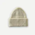 Gorro de lana minimalista blanco crema con dobladillo ancho y tejido de punto acanalado - 23x23cm / Blanco Roto