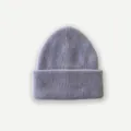 Gorro de lana de punto acanalado violeta claro para mujer con dobladillo ancho - 23x23cm / Violeta Claro
