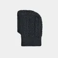 Dark grey cable knit wool blend balaclava with ribbed edges for winter warmth - 33x22cm / Dark Gray