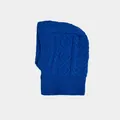 Royal blue wool blend knit balaclava hat with cable stitch pattern for winter warmth - 33x22cm / Blue