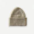Gorro de lana de punto acanalado color avena con diseño de doble capa gruesa - 23x23cm / Avena