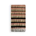 Nordic designer wool blend scarf with colorful stripes and white tassel trim details - Long Tassel Striped Style / 200x24cm / Black Pink