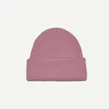 Gorro de lana rosa para mujer con borde doblado grueso y diseño minimalista puro - 23x23cm / Rosa carne
