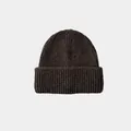 Klassische dunkelbraune Rippstrick-Beanie für Damen mit breitem Umschlag für Winter - 22x23cm / Braun