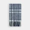 Classic blue white and grey plaid wool blend scarf with fringe tassels for winter - 230x28cm / Blue
