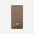 Brown knit scarf in 100% pure wool with ribbed edges and composition label tag - 155x20cm / Camel