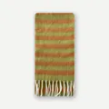 Écharpe à rayures orange et vert citron en laine mélangée avec pompons blancs - 220x27cm / Vert Orange