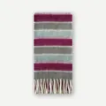Écharpe en laine à rayures colorées magenta et bleu avec des détails de franges - 220x27cm / Rose rouge
