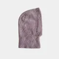 Plush lavender faux mink balaclava hat with integrated warm knitted neck warmer - 38x20cm / Light Purple