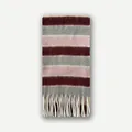 Écharpe à rayures en laine mélangée bordeaux et rose avec des détails de franges - 220x27cm / Bordeaux