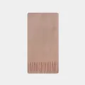 Écharpe douce en laine mélangée rose poudré avec franges et design minimaliste uni - 220x26cm / Rose
