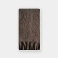 Écharpe en mélange de laine marron foncé avec franges souples et texture premium - 220x26cm / Marron