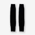 Women wool blend leg warmers in solid black color with ribbed cuffs for winter - Black