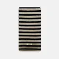 Sciarpa a righe nere e beige in 100% pura lana con una morbida consistenza a maglia - 160x20cm / Nero