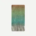 Sciopero sfumato in misto lana con frange nei toni dell'arancio, verde e blu ombre - 215x27cm / Arancio Verde