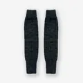 Dark charcoal wool blend leg warmers with ribbed cuffs and thick knit texture - Dark Gray