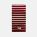 Red and white striped 100% pure wool scarf with thick rib knit texture and material tag - 160x20cm / Red