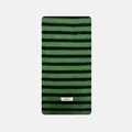 Classic 100% Australian wool scarf featuring a green and black horizontal stripe pattern - 160x20cm / Green