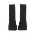 Y2K style wool blend knitted leg warmers in black ribbed fabric with thumb hole - 45x11cm / Black