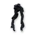 Chic dark grey wool blend ruffled scarf with a vintage Y2K spiral texture for winter - 180x8cm / Dark Gray