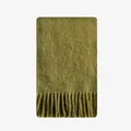 Sciarpa verde muschio in 80% lana con trama mohair e spesse frange decorative - 210x28cm / Giallo Senape