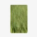 Grass green wool blend scarf featuring soft long-hair texture and thick tassels - 210x28cm / Grass Green