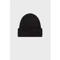 Gorro de punto negro hecho a mano con flores en 3D y diseño de textura de canalé - 19x22cm / Negro
