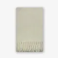 Thick wool blend scarf with fringe in ivory white featuring soft textured weave - 210x28cm / Off-white