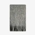 Thick grey wool blend scarf for winter featuring a warm textured weave and fringe trim - 210x28cm / Light Gray