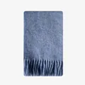 Light blue 80% wool scarf for women with fringe details and soft textured finish - 210x28cm / Fog Blue