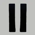 Pair of black ribbed knit leg warmers in a soft wool blend, Korean Y2K style fashion - 48x10cm / Black