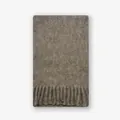Thick brownish grey wool scarf with soft brushed texture and fringed tassels - 210x28cm / Oatmeal