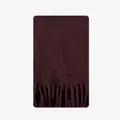 Thick burgundy wool scarf featuring a soft textured finish and classic fringe tassels - 210x28cm / Ancorra Red