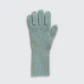 Guantes de punto verde pálido en mezcla de lana con puños acanalados y táctiles - 28x8cm / Verde Lago