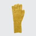 Ginger yellow knitted wool blend gloves with warm ribbed texture and touch screen feature - 28x8cm / Turmeric