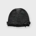 Dark charcoal wool knit beanie featuring unique twisted rope trim and ribbed cuff style - 20x27cm / Dark Gray