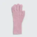 Pink wool blend knitted touchscreen glove with soft ribbed texture and long cuff - 28x8cm / Light Pink