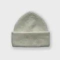 Berretto classico in misto lana alpaca bianco crema con risvolto in maglia a coste - Bianco