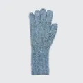 Grey-blue wool blend knit gloves featuring a classic ribbed texture and long elastic cuffs - 28x8cm / Light Gray