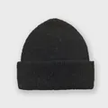 Classic dark grey alpaca wool blend ribbed knit beanie with a thick cuffed design - 22x27cm / Black