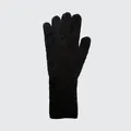 Solid black wool blend knit gloves with ribbed cuffs and touchscreen capability - 28x8cm / Dark Brown