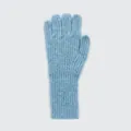 Soft light blue wool blend knit gloves with ribbed texture and long touch screen cuffs - 28x8cm / Light Blue
