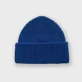 Berretto classico in maglia a coste blu scuro in misto lana alpaca con risvolto - Blu Klein