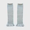 White knitted Y2K ballet style leg warmers with ribbed texture and ruffle hem detail - 43x11cm / White